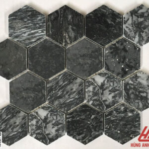 Đá Mosaic lục giác hex 3 -  vân đen