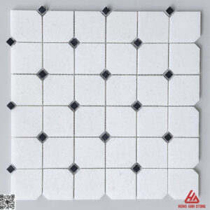 Đá Mosaic Kim Cương - Trắng muối điểm đen