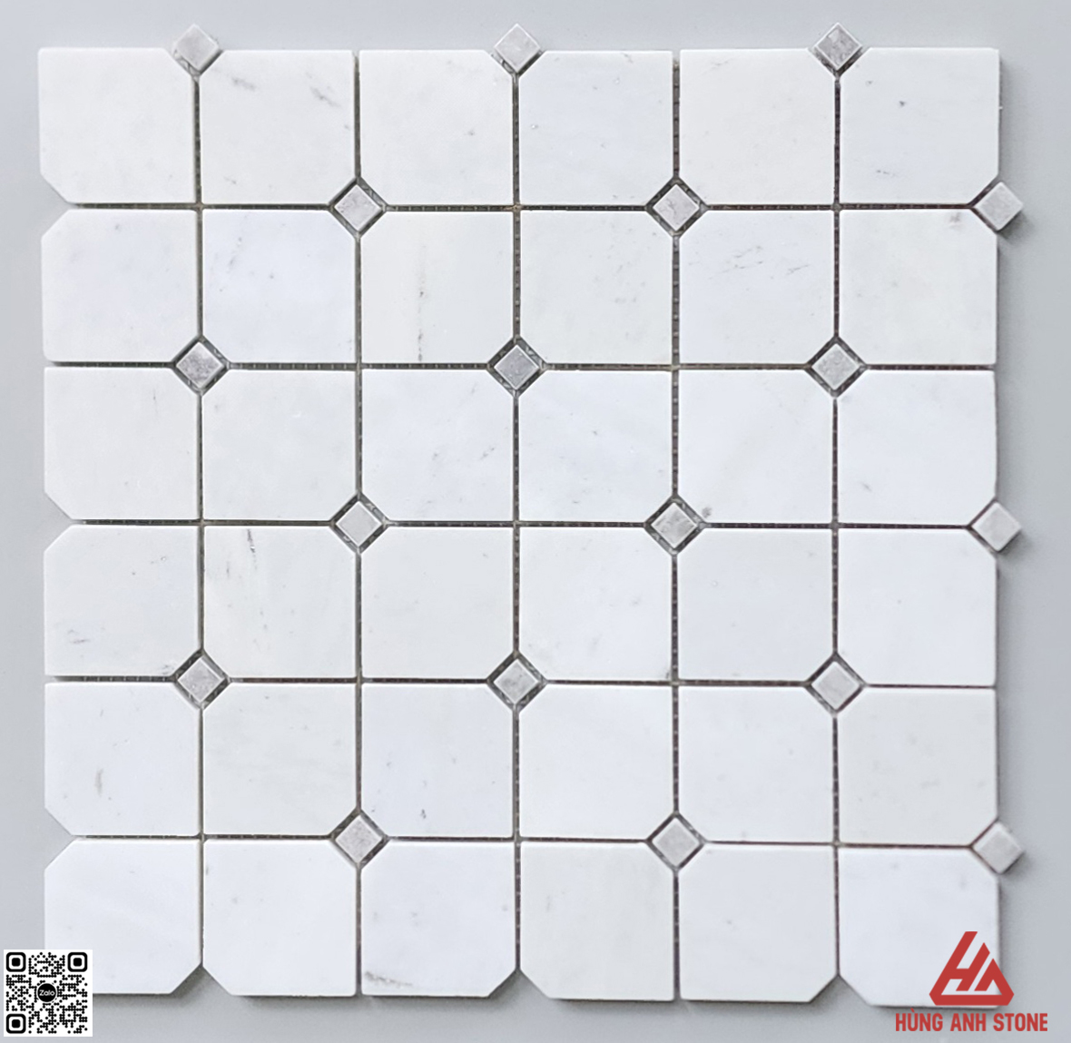 Đá Mosaic Kim Cương - Trắng Sữa điểm Ghi