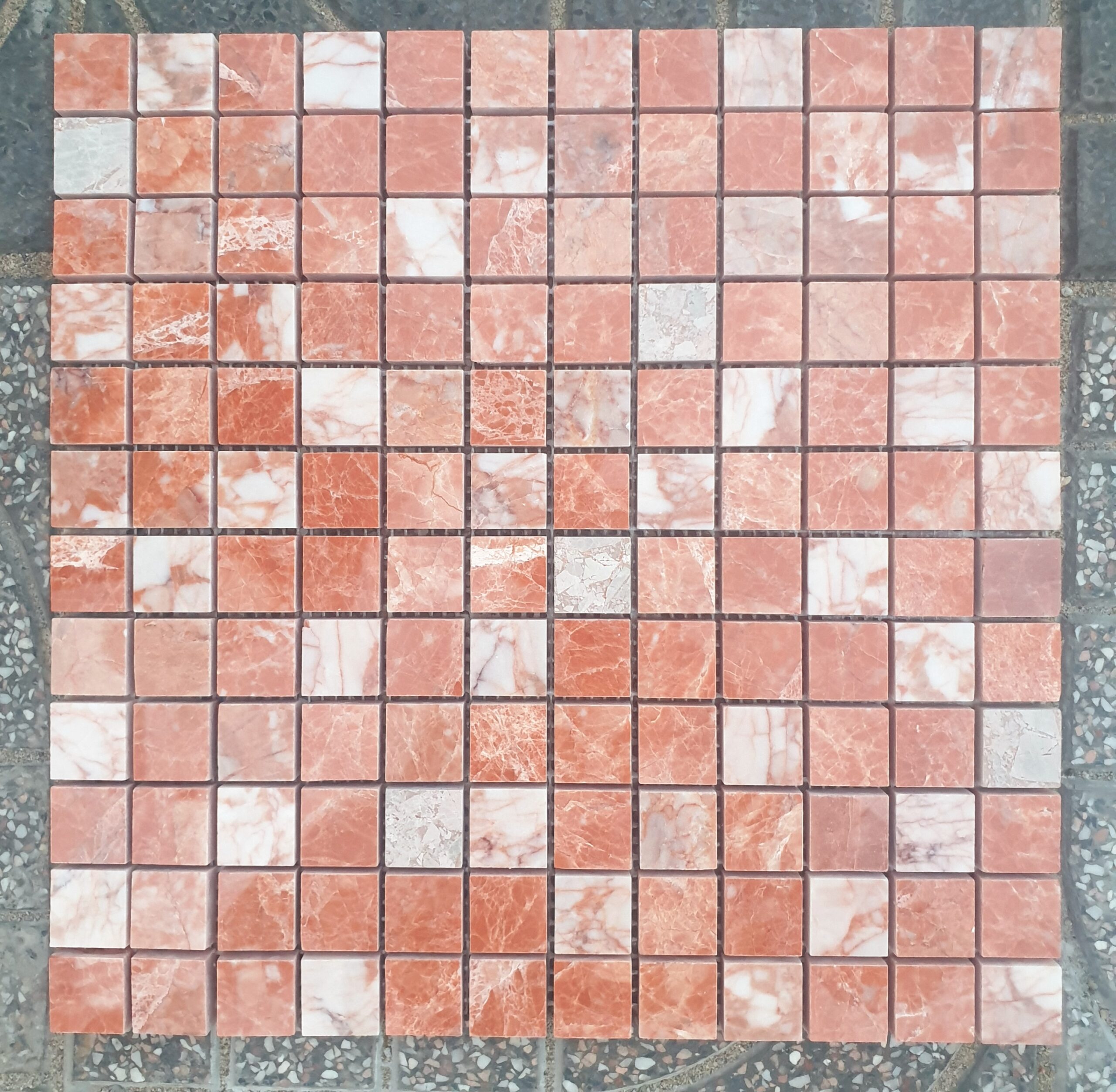 Đá mosaic tự nhiên màu hồng -23×23-HA23.HB