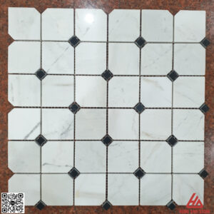 Đá Mosaic Kim Cương - Trắng Sữa điểm đen