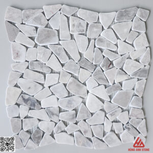 Đá Mosaic đập rối-màu ghi nhạt bóng