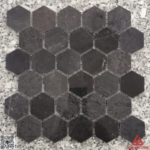 Đá Mosaic lục giác hex2-   Đen bóng