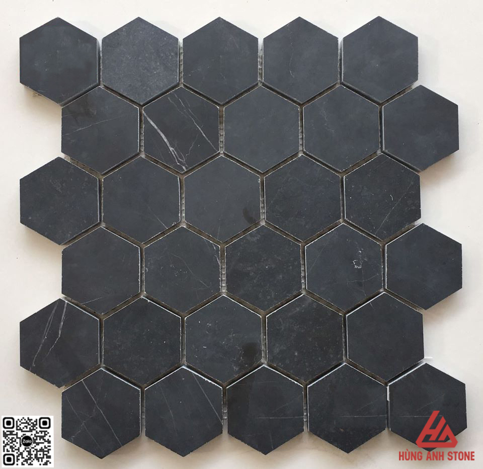 Đá Mosaic lục giác hex2- Đen Honed