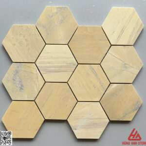 Đá Mosaic lục giác hex 4 -  Vàng Kem Honed