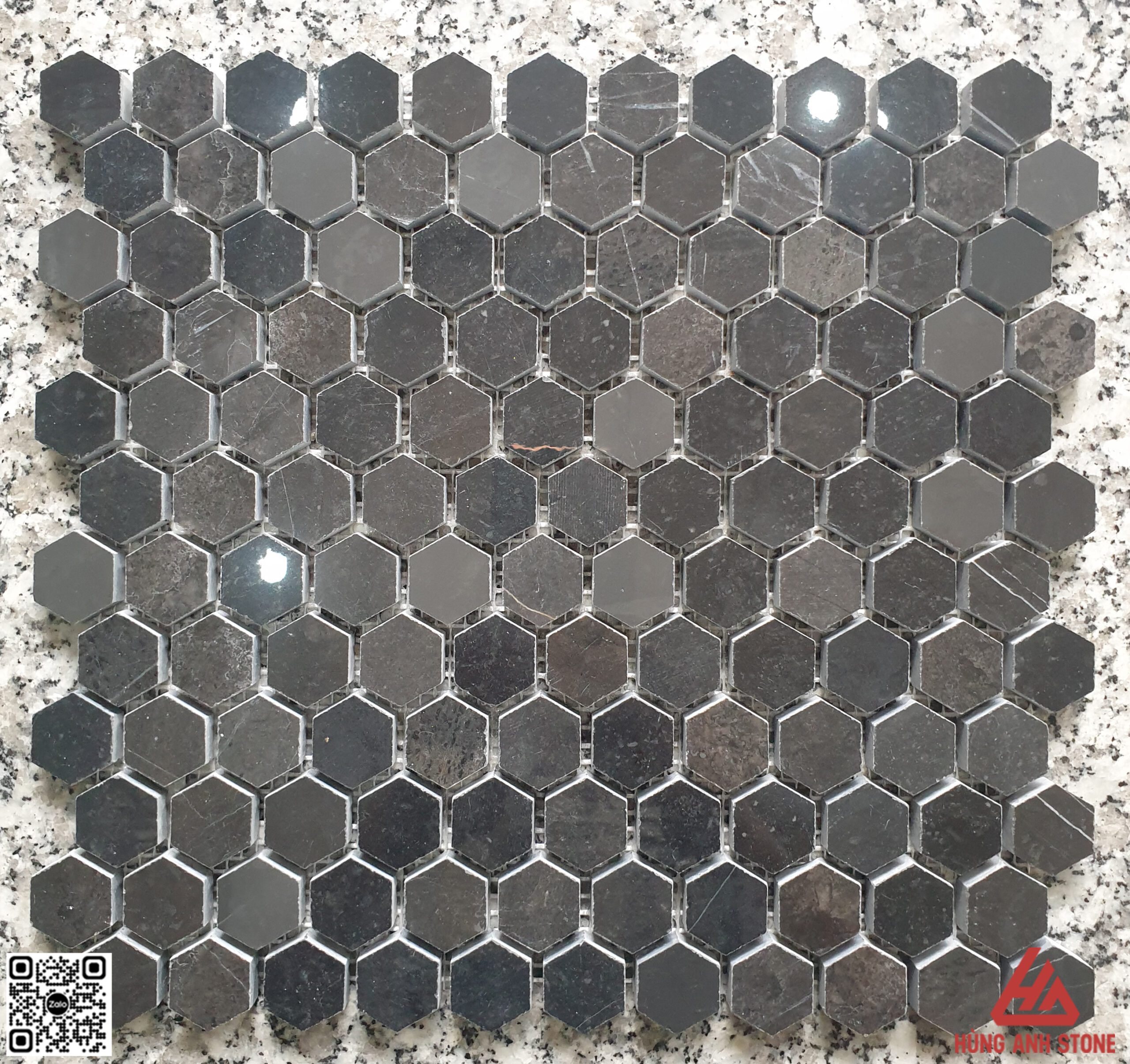 Đá Mosaic lục giác hex 1 - Đen
