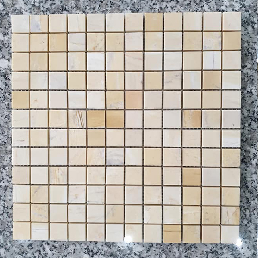 Đá mosaic tự nhiên vàng kem-23x23-HA23.QB