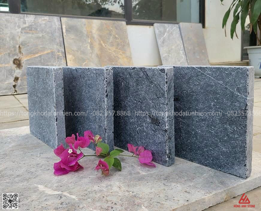 Đá xanh đen quay giả cổ : 15x15cm - Ảnh 2