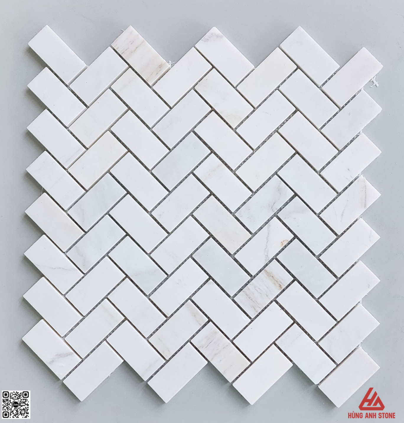 đá mosaic xương cá trắng sữa