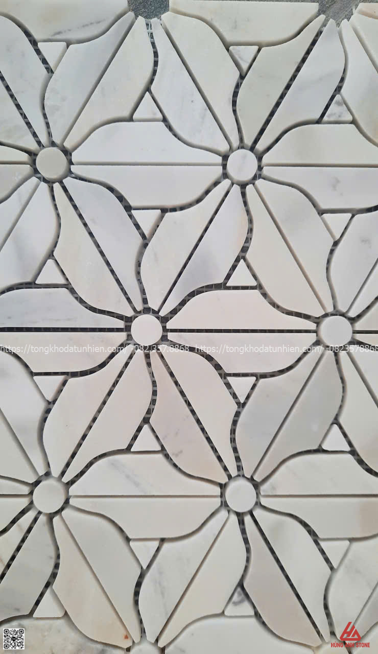 Đá Mosaic cánh hoa màu trắng sữa - Ảnh 3
