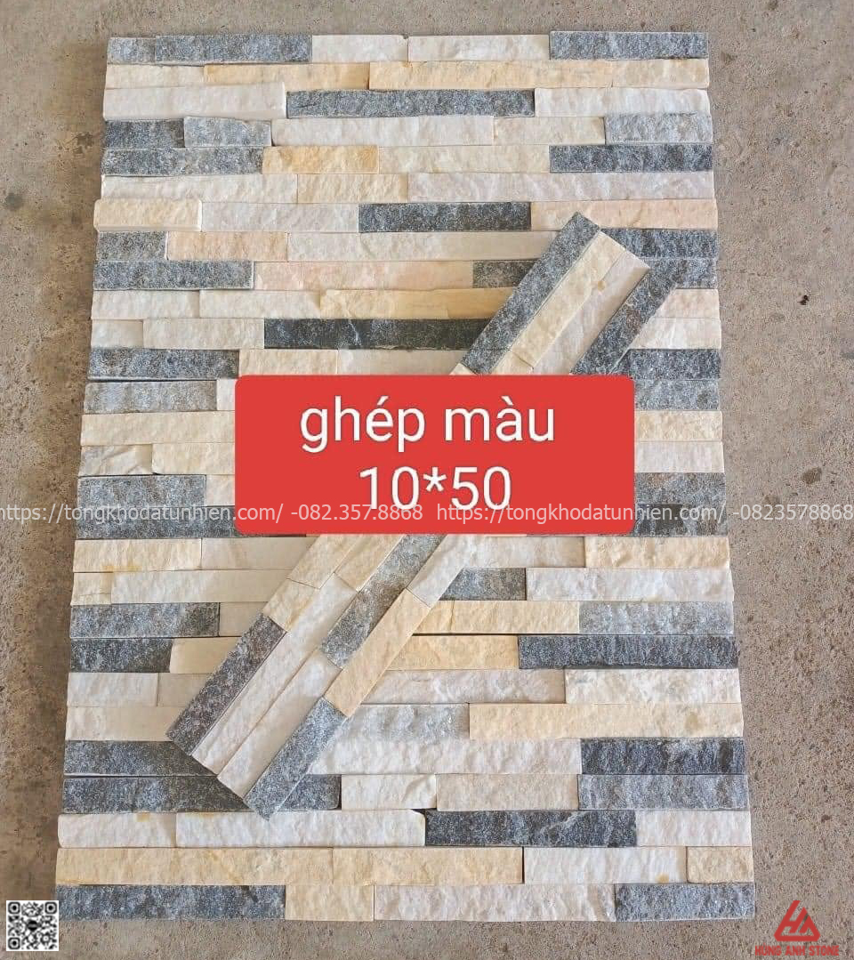 Đá ghép đen nghệ an mix 3 màu - 10x50cm - Ảnh 2